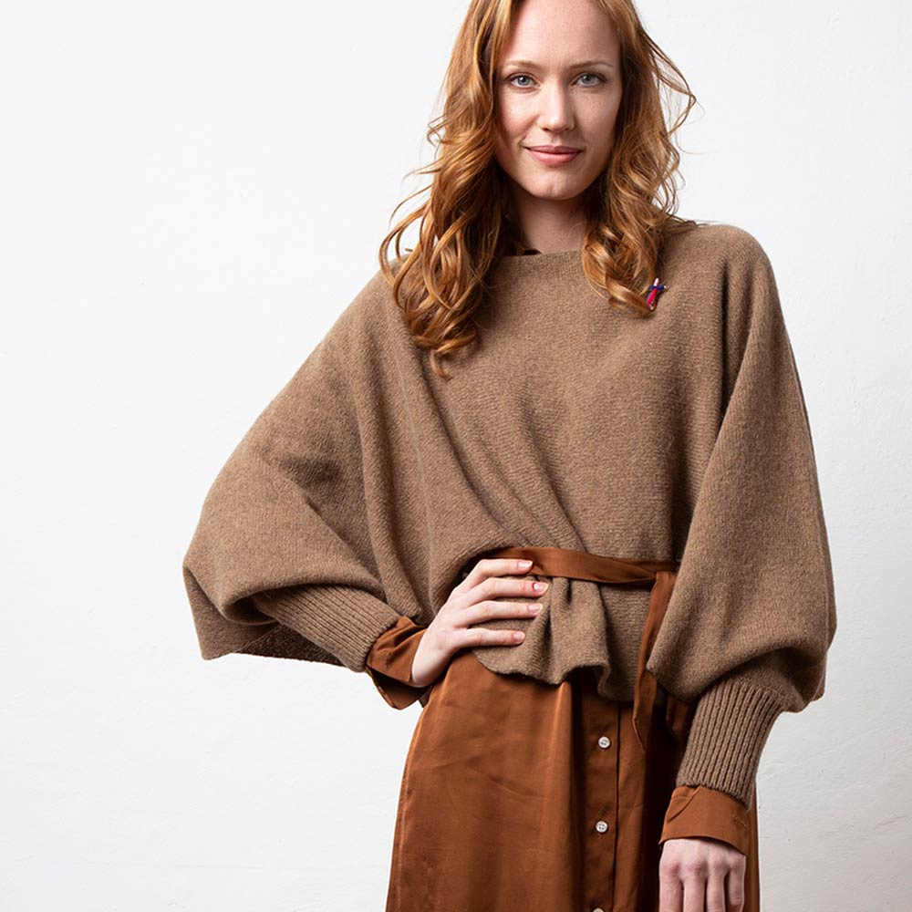 Pulli Poncho Anna aus Alpakagarn, von Meinfrollein