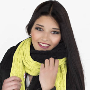 Baumwollschal INDIRA C mit Zopf in organic cotton, Lime