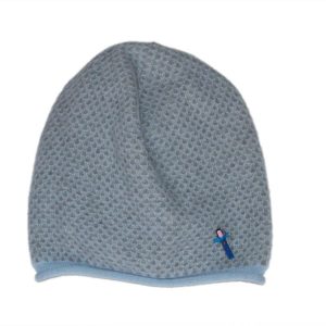 Damen Kaschmirmütze Jacky Hellblau /Greige, 100% Kaschmir von Meinfrollein