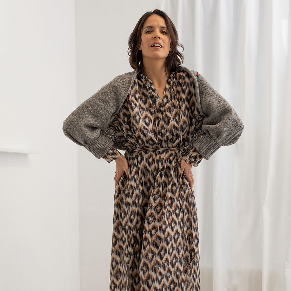 Bolero Shrug Jäckchen aus Alpakawolle, von Meinfrollein, Grau