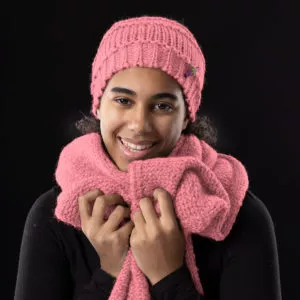 Damen Wollmütze aus Biogarn, von Meinfrollein, Dusty Rose Pink