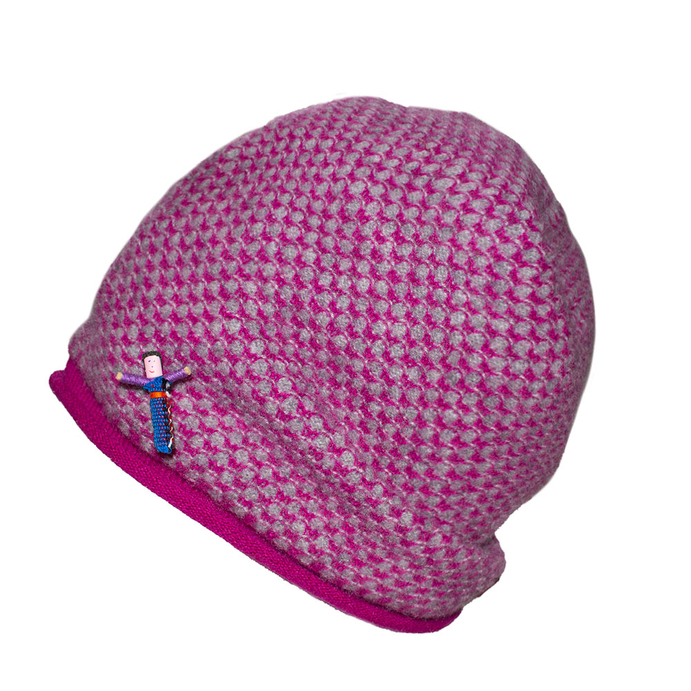 Damen Kaschmirmütze Jacky von Meinfrollein, Orchis Pink/Grau