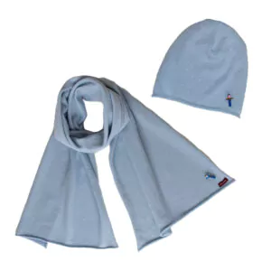 Mütze Schal Set aus 100 Prozent Kaschmir, Hellblau von Meinfrollein